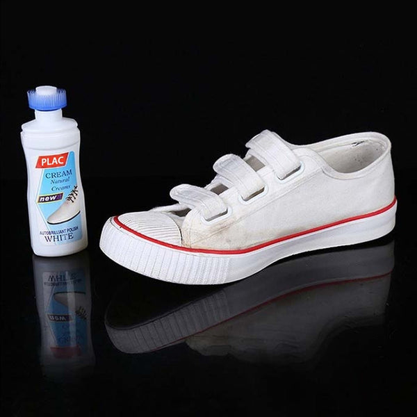 White Shoe Brightener with Removal of Dirt and Whitening Function White Shoes Cleaner with Brush Head for Dirty Shoe Polish Natural Waxes (75 ML) the24kgal