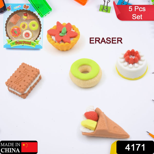 3D Fast Food Erasers Set, Cute Mini Colorful Erasers for Kids Gift & School (5 Pcs) the24kgal