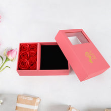 Jewellery Gift Box with Lids & Roses Packaging Box with 6 Roses (1 Set) the24kgal