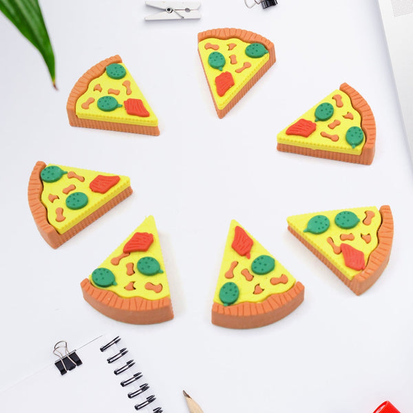 3D Pizza Slices Eraser Set – Fancy & Colorful Stationery for Kids & Gifts (7 slice) the24kgal