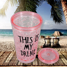 Plastic Creative Cold Drink Cup, Reusable Tea Coffee Tumbler with Lid and Straw, Double Wall Plastic Drinking Sport Bottle, Travel Tumbler the24kgal
