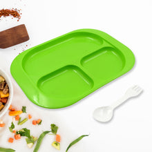 Plastic Food Plates / Biodegradable 3 Compartment Square Plate With Spoon for Food Snacks / Nuts / Desserts Plates for Kids, Reusable Plates for Outdoor, Camping, BPA-free (1 Pc) the24kgal