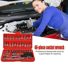 Socket 1 / 4 Inch Combination Repair Tool Kit (Red, 46 pcs) the24kgal