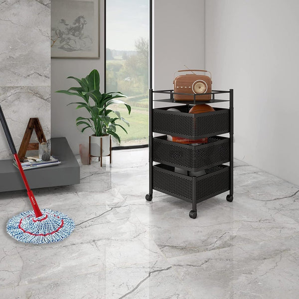 Metal High Quality Kitchen Trolley Kitchen Organizer Items and Kitchen Accessories Items for Kitchen Rack Square Design for Fruits & Vegetable Onion Storage Kitchen Trolley with Wheels (3 Layer) the24kgal