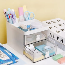 2 Layer 5 Compartment Desk Organizer with Transparent Drawer (1 Pc / 15×13×11 Cm) the24kgal
