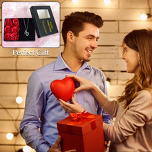 Rose Flower Gift Box, Handmade Eternal Rose with I Love You Necklace, Valentine's Day, the24kgal