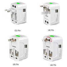 All-in-One Universal Worldwide Travelling AC Adaptor Plug (AU / UK / US / EU) International Power Charger Electric USB Power Plug Socket Adapter Converter (1 Pc) the24kgal