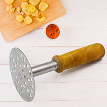 High Grade Stainless Steel Potato Masher Paubhaji / Pav Bhaji Masher with Wooden handle (1 Pc) the24kgal