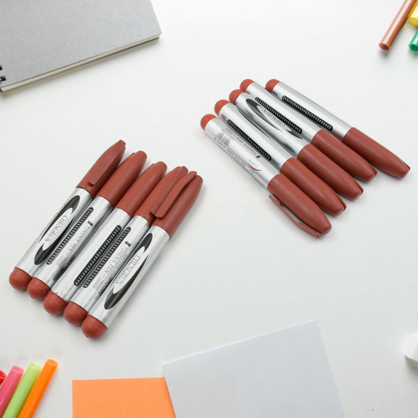10Pc Marron Marker and pen used in studies and teaching white boards in schools and institutes for students (10 Pc Set) the24kgal