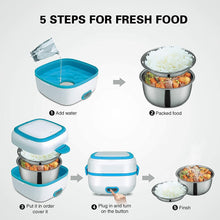 Electric Lunch Box, 3 In 1 Food Heater / Cooker / Steamer with Stainless Steel Bowls (1 Set) the24kgal