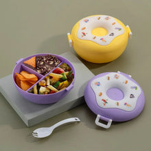 Donut Shaped Double Insulated 3 Compartment Lunch Box (1 Pc / Mix Color) the24kgal