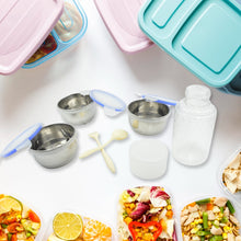 6In1 Tiffin Box-Lunch Box | 3 Stainless Steel Containers | Plastic lid Box | Spoon & Fork /Plastic Bottle | Insulated Fabric Bag | Leak Proof | Microwave Safe  for Office, College and School for Men, Women (6 pcs) the24kgal
