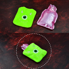 Green One-Eyed Monster Print Small Hot Water Bag with Cover for Pain Relief the24kgal