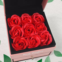 Preserved Eternal Rose Flower Gift Box Drawer with I Love You & Artificial 9 Pcs Rose (1 Set) the24kgal