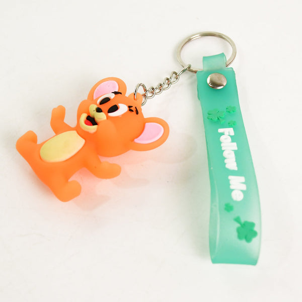 Cute Cartoon Silicone 3D Key Chain with Metal Hook & Strap (Pack of 1 / Mix Design) the24kgal