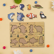 Seawater Animal Wooden Puzzle Learning Educational Board (1 Set) the24kgal