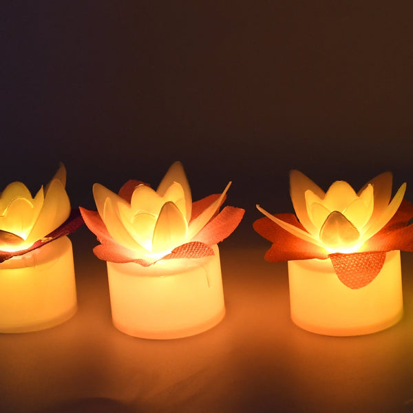 Decoration Candles/Led Diwali Decor Lotus Flower Candle (5 Pc) the24kgal