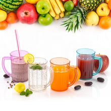 Stylish Juice Glass With Handle, Water Glass, Beer Glass, Milk Shake Glass, Multipurpose Glass Plastic Beer Mug, Unbreakable Beer Tasting Glasses, Clear Juice Glasses Suitable for Kids (2 pc) the24kgal