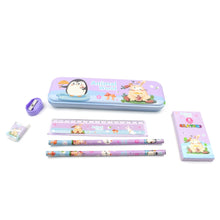 Stationery Kit for Kids - Metal Pencil Box, Sharpener, Pencil & Eraser (12 Pc Set) the24kgal
