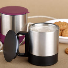 Stainless Steel Coffee/Tea Cup, Stainless Steel Lid Cover Hot Coffee/Tea Mug Hot Insulated Double Wall Stainless Steel, Coffee and Milk Cup with Lid & Handle Easy To Carry - Coffee Cup (1 Pc) the24kgal