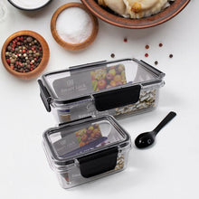 Plastic Kitchen Storage Container Big 800 ML & Small 250 ML with Air Seal Lock Lid & Spoon the24kgal
