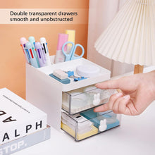 2 Layer 5 Compartment Desk Organizer with Transparent Drawer (1 Pc / 15×13×11 Cm) the24kgal