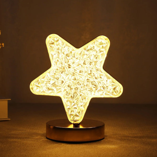 Star Crystal Diamond Touch Lamp – USB Rechargeable, 3-Way Dimmable the24kgal
