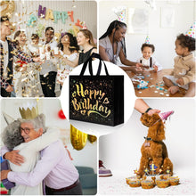 Birthday Gift Bag with Gold Shiny Stars, Reusable Party Gift Bags (1 Pc) the24kgal