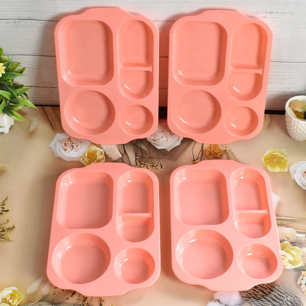 Unbreakable Plastic Food Plates / Biodegradable 5 Compartment Square Plate for Food the24kgal