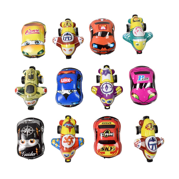 Mini Pull Back Car & Aeroplane PVC Plastic Pull Back Car Cartoon Toys (12 Pcs Set) the24kgal