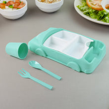 Kid's Car Shaped Plates Cup / Lunch Box Dinnerware Set (4 Pcs Set / 1000 ML Lunch Box) the24kgal