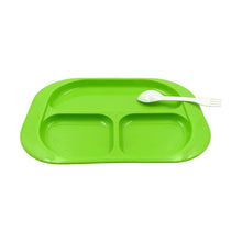Plastic Food Plates / Biodegradable 3 Compartment Square Plate With Spoon for Food Snacks / Nuts / Desserts Plates for Kids, Reusable Plates for Outdoor, Camping, BPA-free (1 Pc) the24kgal