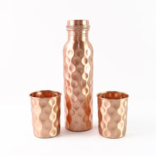 Copper Water Bottle 2 Glasses with Gift Box (3 Pcs Set) the24kgal