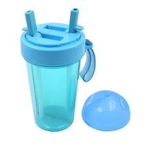 2 Drinks in 1 Cup Water Bottle, Stable Sturdy Dual Use Bottle 2 Straws for Shopping Travel for Outdoor Activities (1 Pc) the24kgal