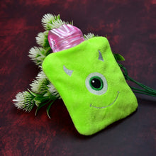Green One-Eyed Monster Print Small Hot Water Bag with Cover for Pain Relief the24kgal