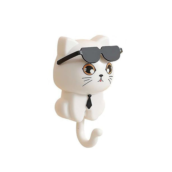 Cat Hook for Wall, Cute Cat Key Hook with Sunglasses (1 Pc) the24kgal