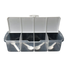 Kitchen Multipurpose Air-tight 4 Sections Storage Containers / Masala Box Pickle (Achar) Jar with 4 spoon for each section (1 Pc / Mix Color) the24kgal