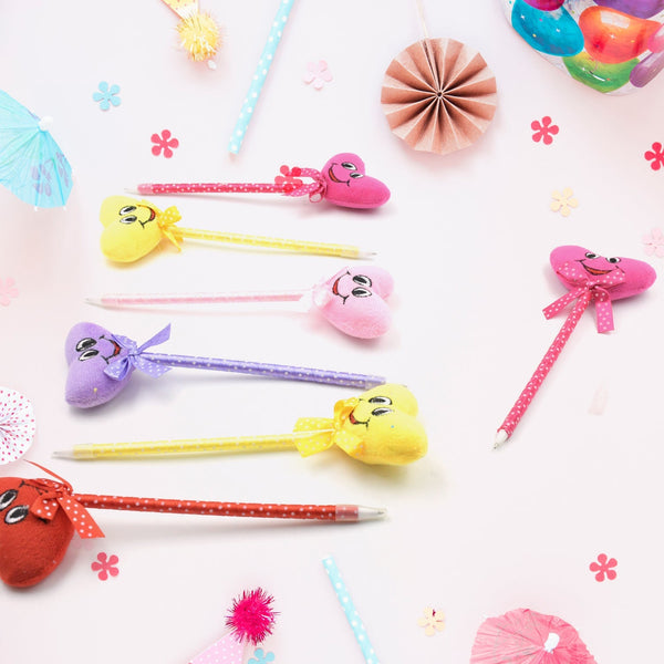 Cute Cartoon Shape & Heart Design Facy Writting Pen Attached Rattle | Ball Pen Smooth Writing For Wedding , Events & Multiuse Pen  Best Pen l Use for Kids (12 Pcs Set Mix Design & Color) the24kgal