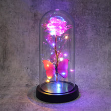 LED Decorative Rose with Butterfly in Transparent Plastic Dome (1 Pc / Battery Not Included) the24kgal