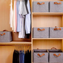 FOLDABLE STORAGE BOX HANDLES, COTTON AND LINEN STORAGE BINS AND BASKETS ORGANIZER FOR NURSERY, CLOSET, BEDROOM, HOME (45 Cm) the24kgal