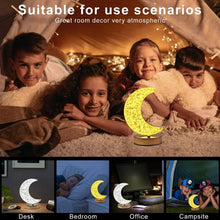Crystal Table Lamp | Moon Shape Touch Control Lamp with 3 Color | Metal Bedside Lamp for Kids Bedroom Romantic Desktop Nightstand | Stepless Dimming USB Charging Touch Night Light the24kgal