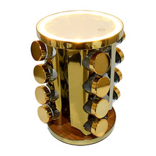 LED Spice Rack Organizer, Rotating Spice Rack with Free 16 Seasoning Jars, Revolving Tower Organizer Stainless Steel for Kitchen Storage (Golden / 16 Pc / MOQ - 6 pc) the24kgal