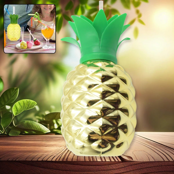 Plastic Pineapple Cups with Straw (1 Pc) - Party Favors, Hawaiian, Beach the24kgal