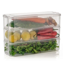 3 Fridge Storage Container, Fridge Organizer with Lid Stackable Fridge Storage Containers Plastic Freezer Storage Containers for Fish, Meat, Vegetables, Fruits, Pack of 3pcs, 1500ML Approx the24kgal