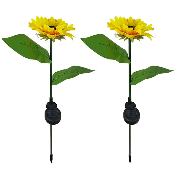 2 Pc Outdoor Solar Sunflower Lights Intelligent Light Control Waterproof Garden Landscape Stake Light the24kgal