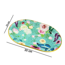 Big Plastic Flower Printed Design Serving Tray (1 Pc / 35 x 24 CM / Mix Color) the24kgal
