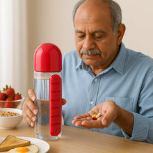 Water Bottle with Built-in 7-Day Pill Organizer Approx 900ml (1 Pc) the24kgal