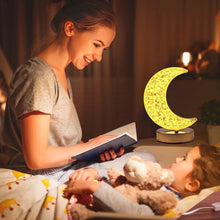 Crystal Table Lamp | Moon Shape Touch Control Lamp with 3 Color | Metal Bedside Lamp for Kids Bedroom Romantic Desktop Nightstand | Stepless Dimming USB Charging Touch Night Light the24kgal