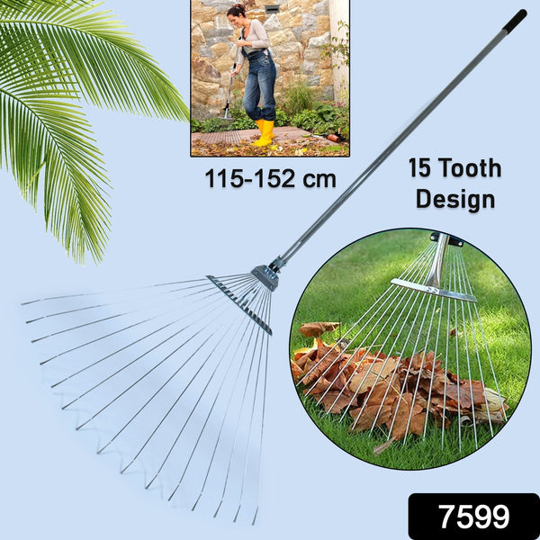 115-152 CM Rake for Gardening, Stainless Steel Telescopic Garden Rake for Quick Clean Up of Lawn and Yard, Adjustable Rake Claws Spacing Garden Broom with Long Handle for Clean Leaves (MOQ :- 12 pc) the24kgal