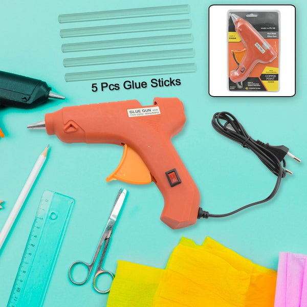 Professional 60 Watt Hot Melt Glue Gun with 5 Glue Sticks & On/Off Switch the24kgal